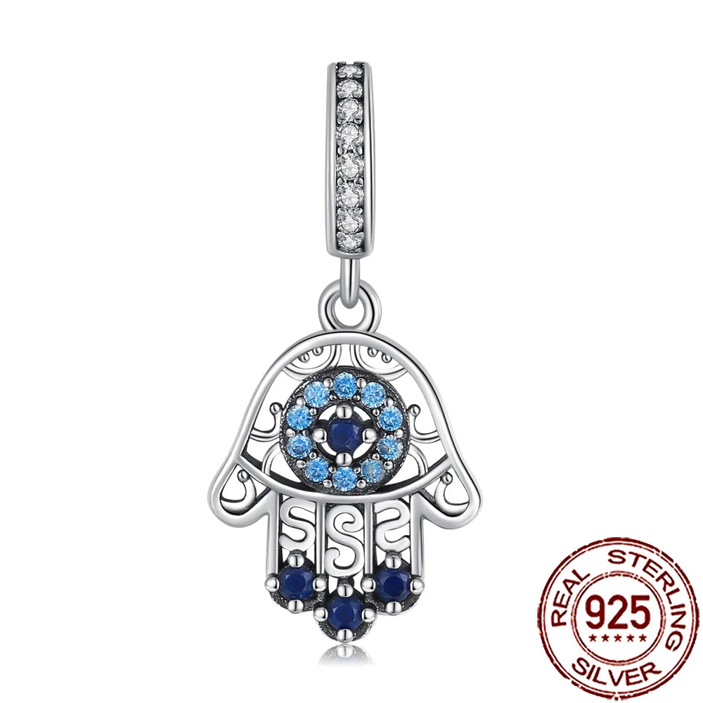2025 New 925 Sterling Silver All-Seeing Eye Hamsa Hand Charm | Fits Pandora Bracelet & Women’s DIY Jewelry