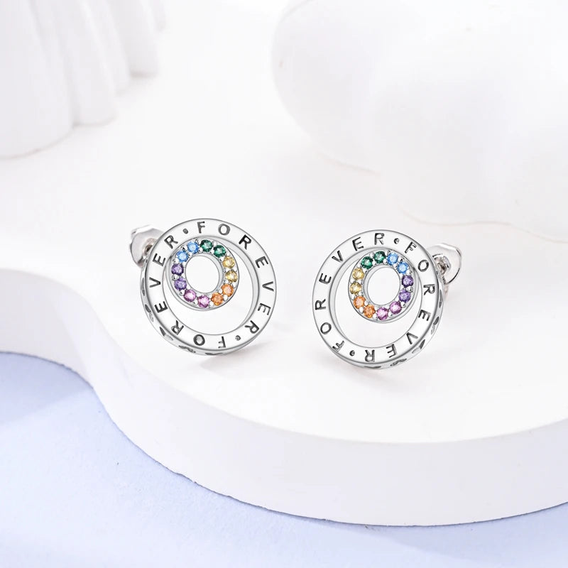 925 Sterling Silver Double Hoop Earrings for Women | Pave CZ Dangle Fashion Jewelry Gift for Engagement & Anniversary