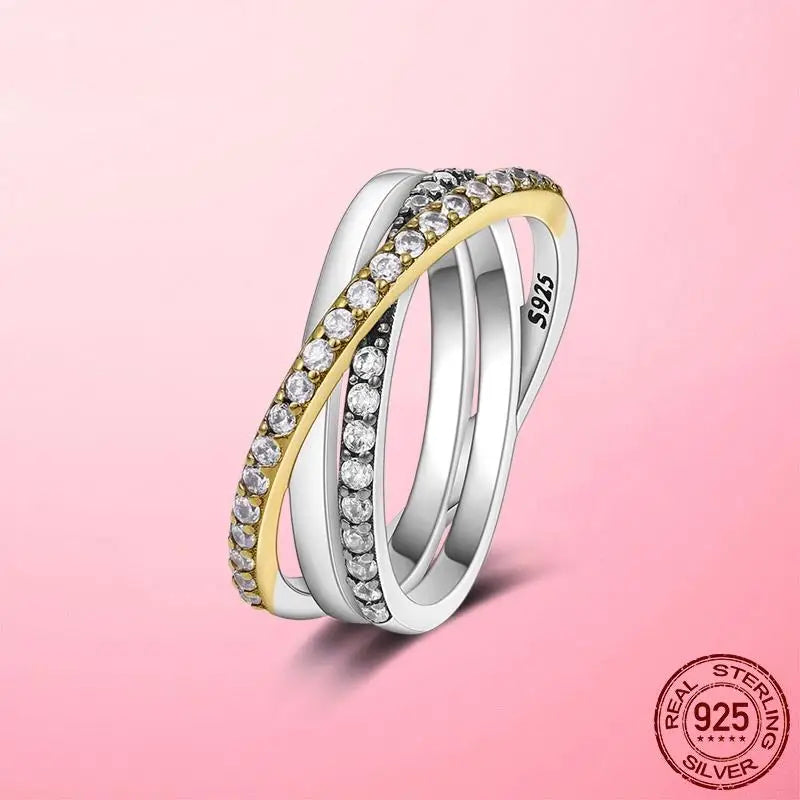 925 Silver Sparkling & Polished Lines Ring for Women | 2025 New Finger Ring | Wedding Engagement Jewelry Gift Anel
