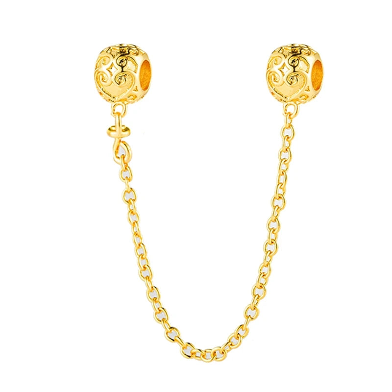 Sparkling Gold Plated Heart & Flower Clip Dangle Charm Beads | Fits Original Snake Bracelet & Necklace | DIY Jewelry Gift for Women