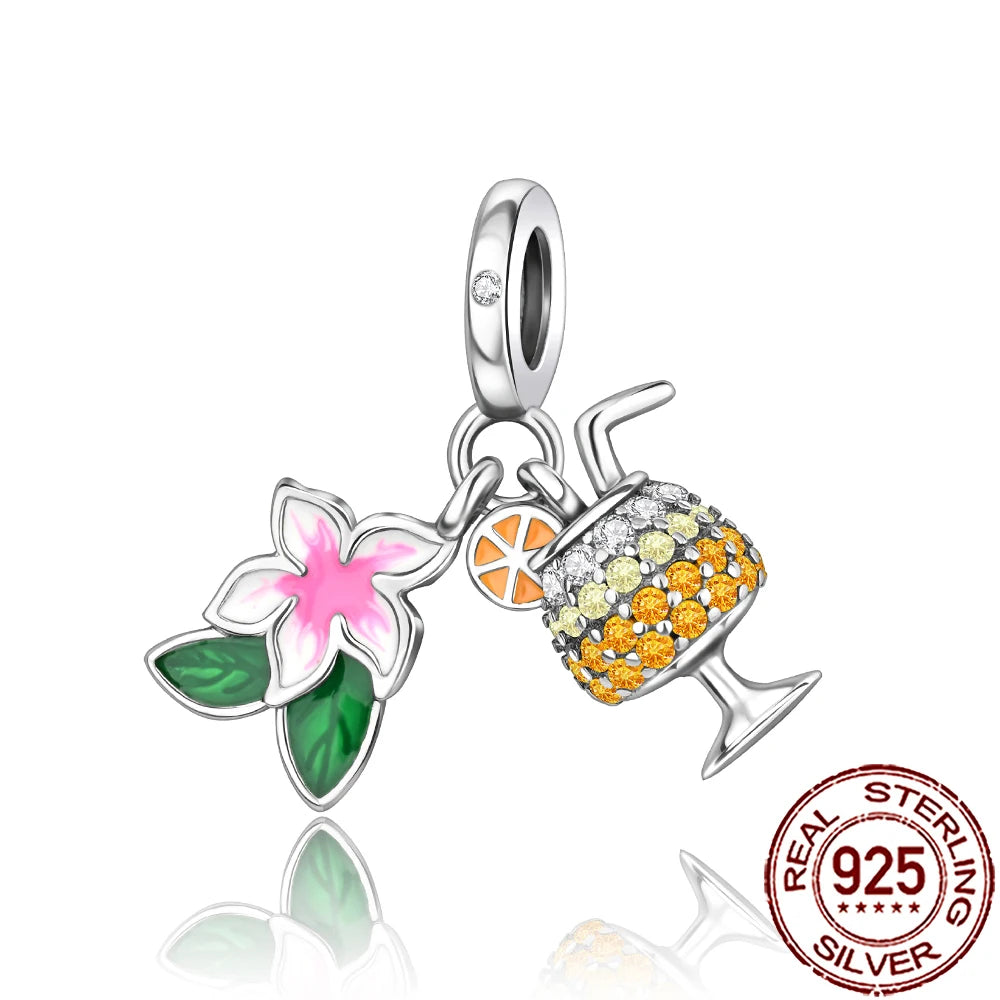 2025 New 925 Sterling Silver Coffee, Cake, Fruit & Burger Charms | Fit Pandora Bracelet & Necklace DIY Jewelry