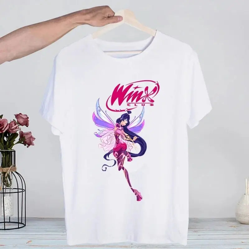 Butterfly Fairy Graphic T-Shirt | Women’s 90s Trend White Short Sleeve Tee | Casual Printed Top