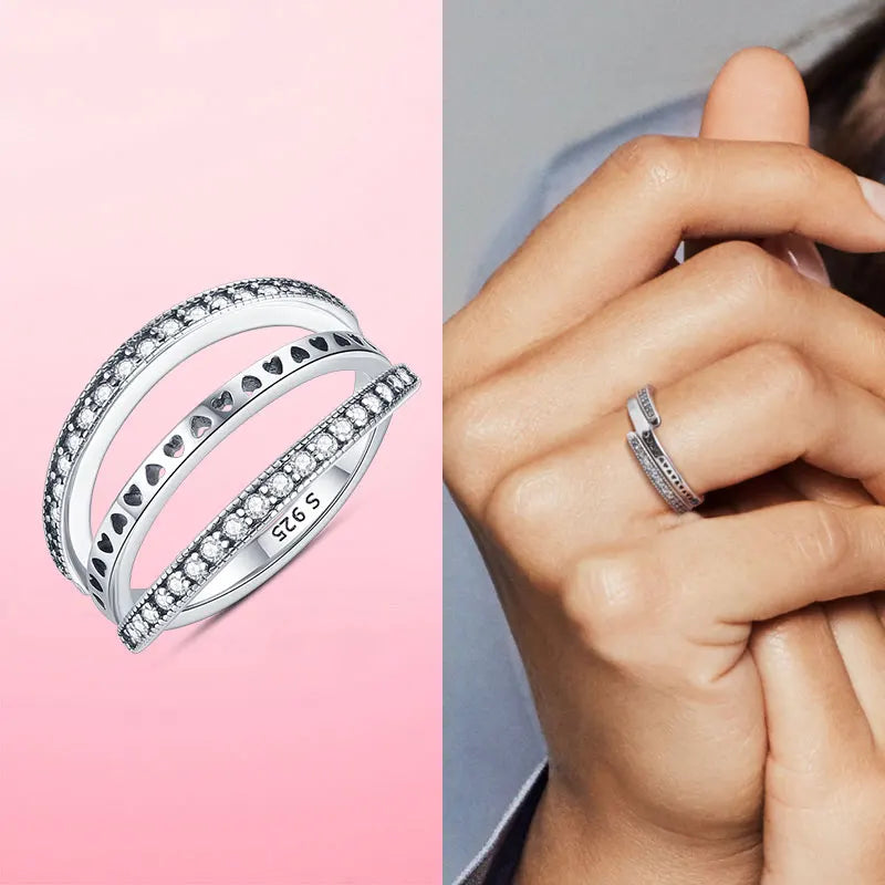 925 Silver Stackable Infinite Heart Daisy Flower Ring for Women | Sterling Silver Brand Jewelry Gift