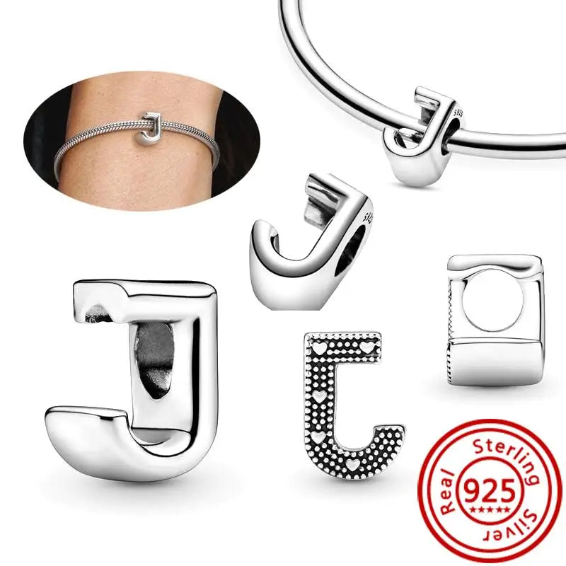 925 Sterling Silver A–Z Alphabet Letter Charms | Gold & Silver Beads for Women DIY Bracelet Jewelry