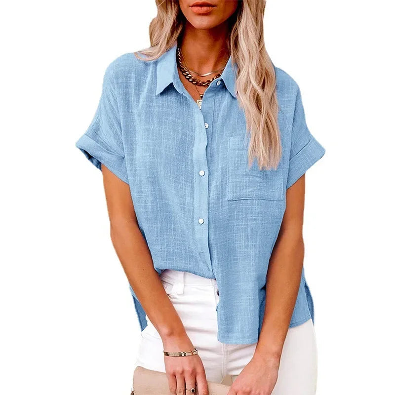 Women’s Short Sleeve Tee – Summer Loose Cotton & Linen Blouse Casual T-Shirt 🌞👚