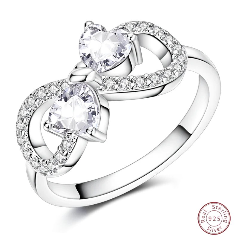 925 Sterling Silver Rings Collection | Bow, Heart, Sun, Moon & Star Zircon Rings for Women Jewelry Gift