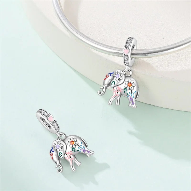 100% 925 Sterling Silver Teddy Bear, Kitten, Puppy & Elephant Luminous Firefly Charms | Sweet Beads Fit Pandora Bracelet Fine Jewelry