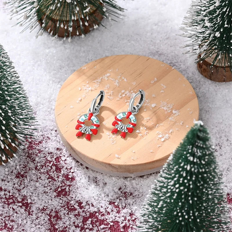 S925 Silver 🎄 Christmas Bell & Flower Earrings 💎 Holiday Gift for Women