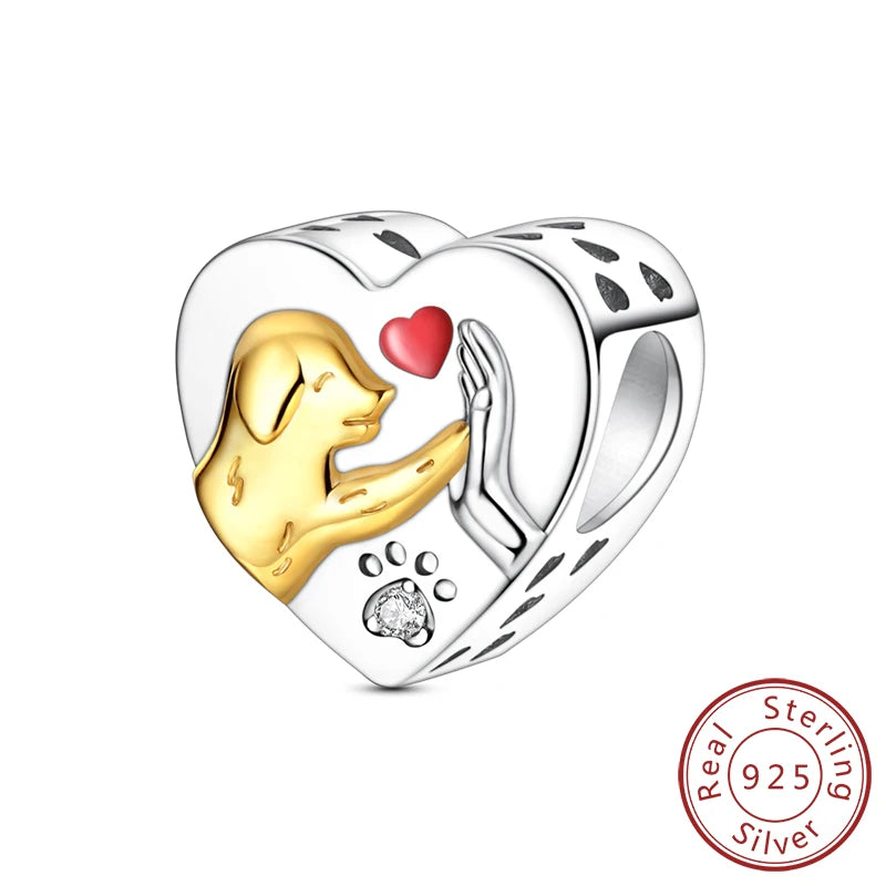 New Love Heart Shaped 925 Sterling Silver Charms – Family & Friendship Charm Beads Fit Original Bracelets for Women