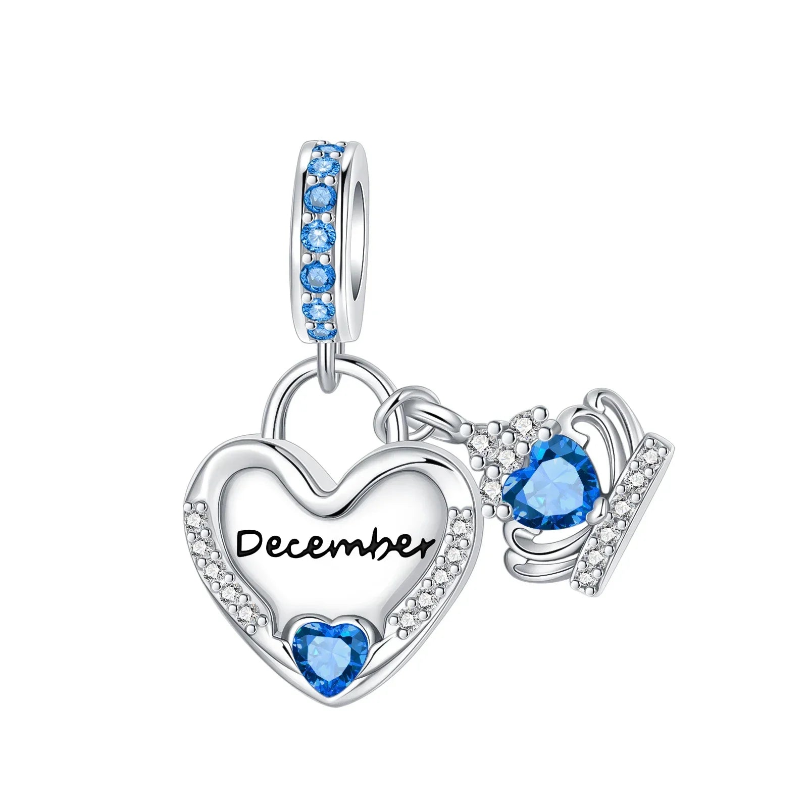 925 Sterling Silver Birthstone Love Pendant Charm | January–December Zircon Bead for Bracelet & Necklace DIY Jewelry Gift