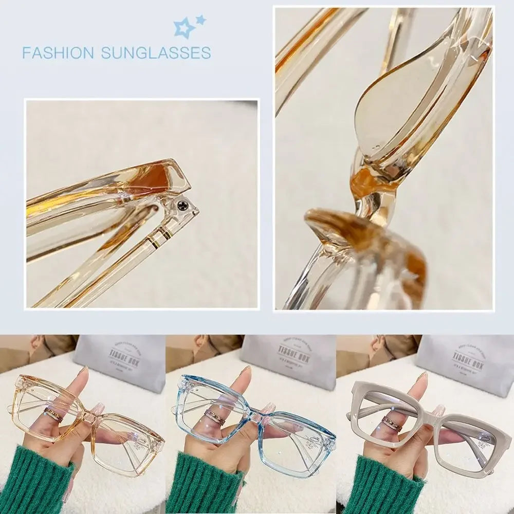 Fashion Anti Blue Light Glasses for Women – Trendy Rice Nail Square Frame Fake Eyeglasses | Flat Light Computer Glasses