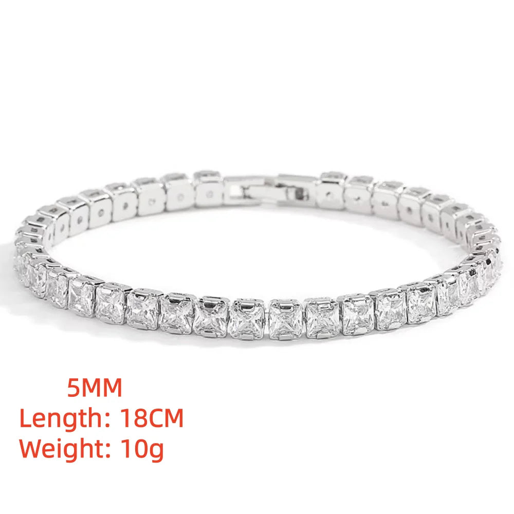 925 Sterling Silver 5MM White Zircon Bracelet | Women’s Fashion Jewelry