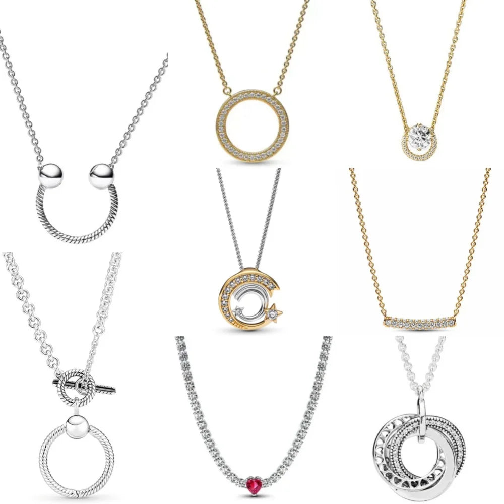 High Quality 925 Sterling Silver Heart, Bow & Square Necklace | Exquisite Women’s Holiday Charm Jewelry Gift