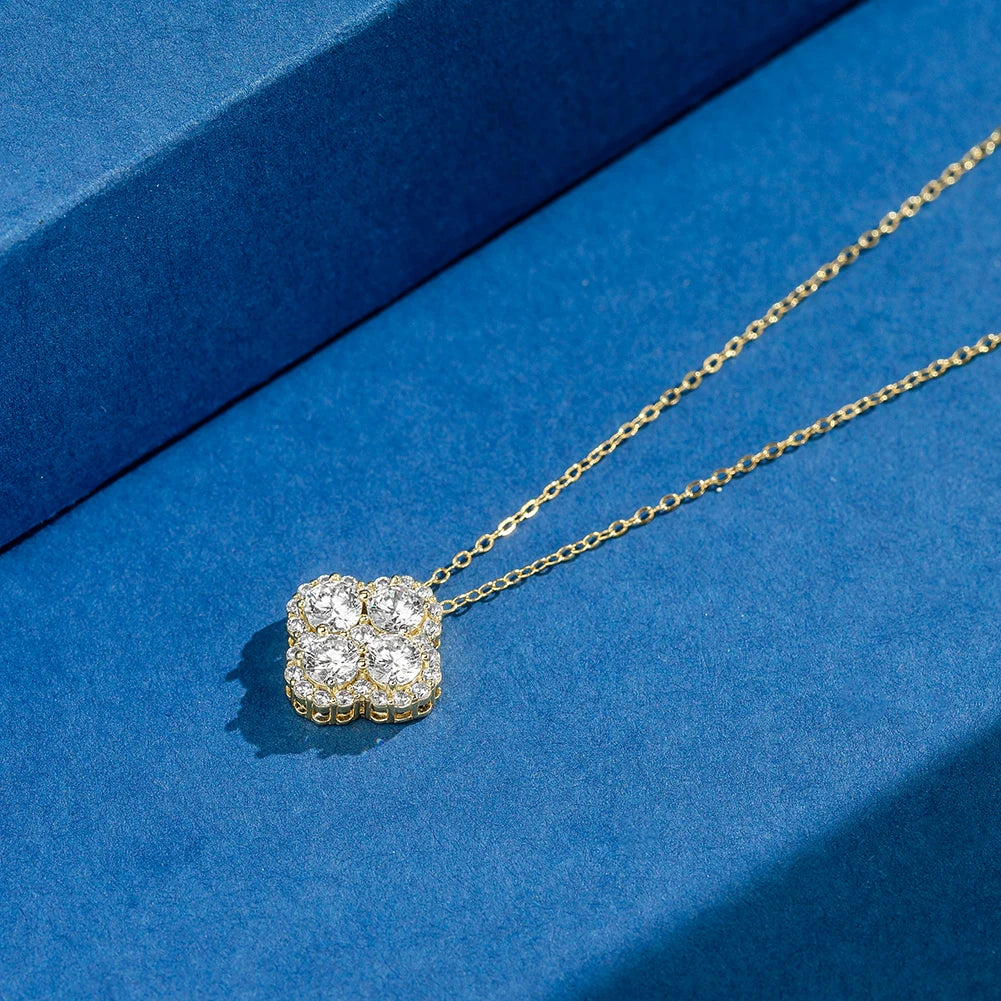 ORSA JEWELS 925 Sterling Silver Four-Leaf Clover Pendant Necklace with Premium Zirconia