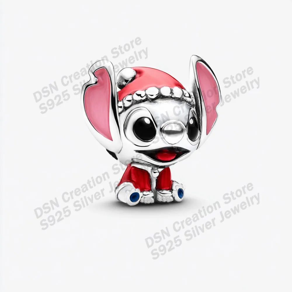 925 Sterling Silver Disney Charms | Stitch, Mickey & Cheshire Cat Beads for Original Bracelet Halloween Jewelry Gift