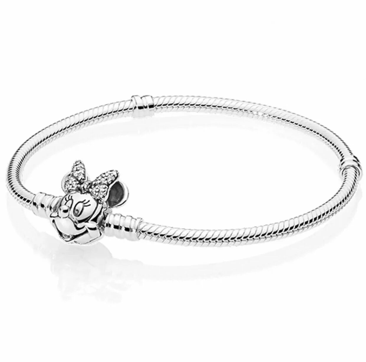 Disney 925 Sterling Silver Charm Bracelet | Mickey Minnie Stitch Jewelry