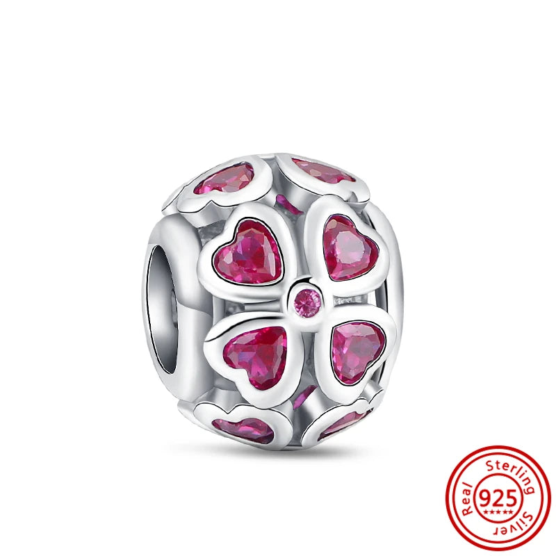 925 Sterling Silver Heart-Shaped Moon Rose Beads Charm | Classic Random Blind Bag | Affordable DIY Bracelet Jewelry Gift