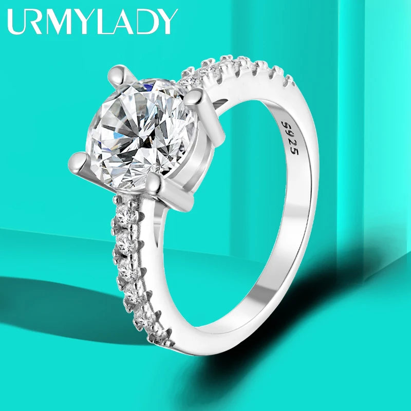 URMYLADY 3 Carat Moissanite Ring Set for Women – 925 Sterling Silver Four Claw Band, 18K Gold Plated