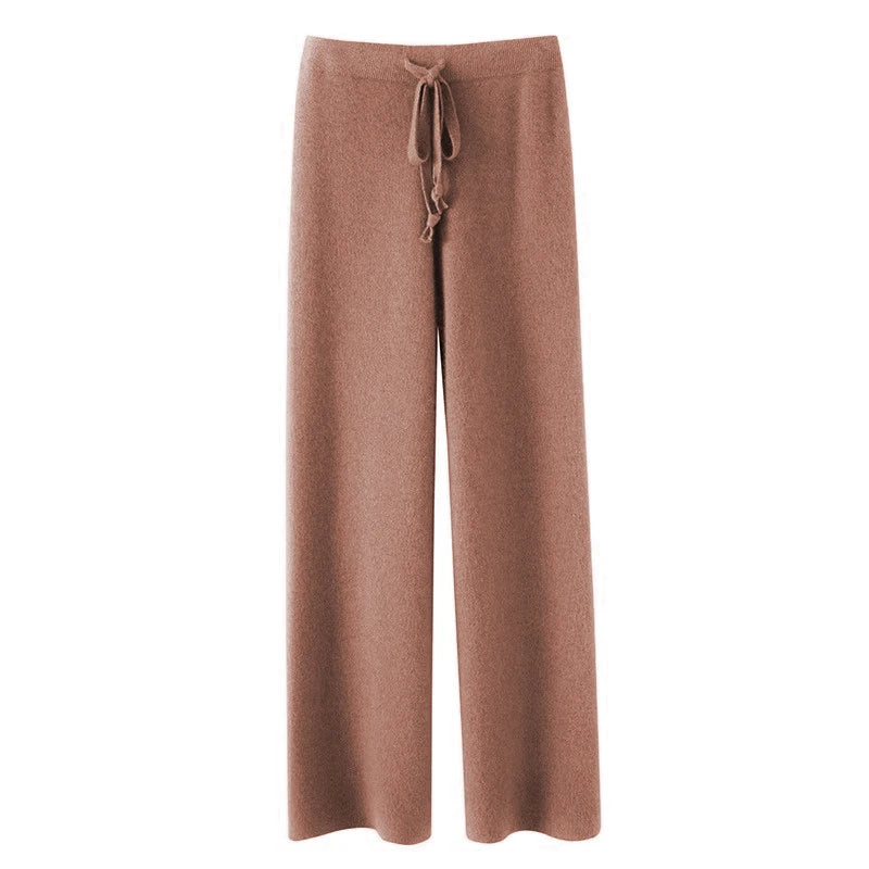 Autumn & Winter Women’s Wool High Waist Loose Wide Leg Pants – Cloud Casual Soft Straight Trousers