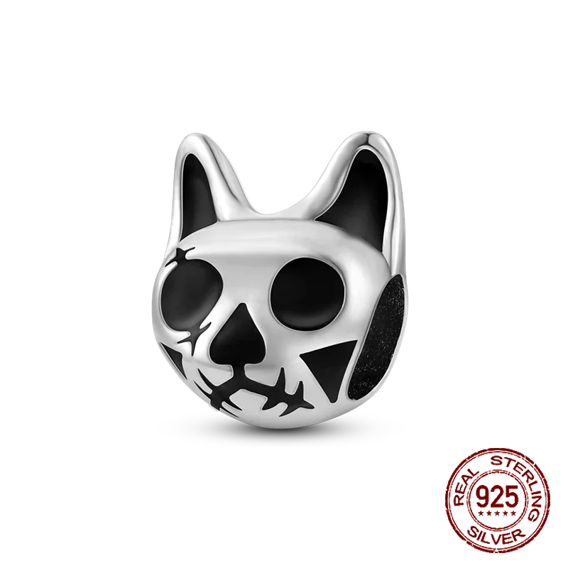 925 Sterling Silver Pink Cat & Dog Paw Charm Bead | Animal Claw Bone Beads for 925 Bracelet DIY Jewelry Gift