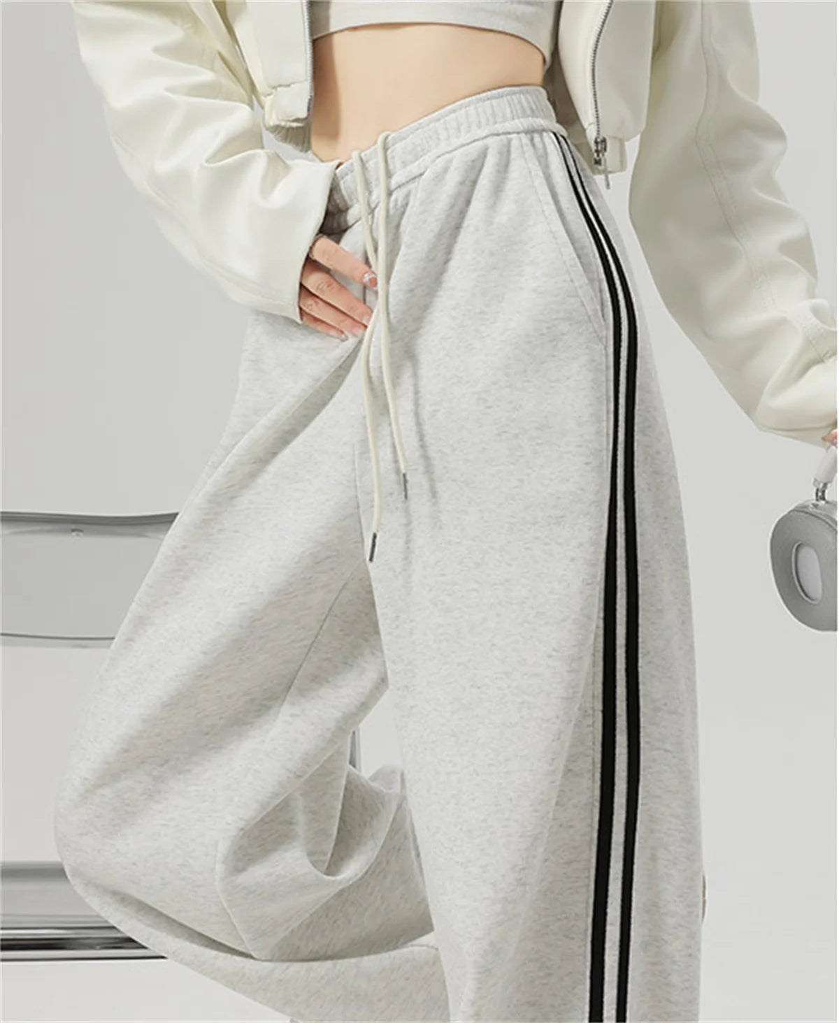 Women’s Stripe Chic Straight Pants | High Waist Color-Blocked Sweatpants | Autumn Spring Casual Streetwear