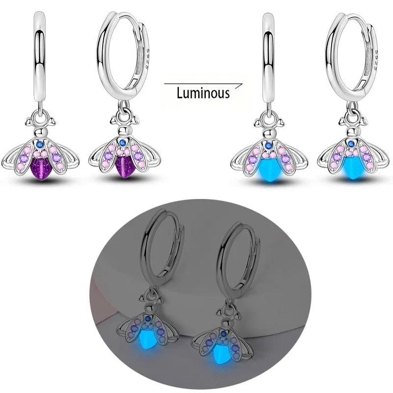 925 Sterling Silver Luminous Firefly Earrings | Original Design Pendant Earrings for Women – Luxury Wedding & Anniversary Jewelry Gift