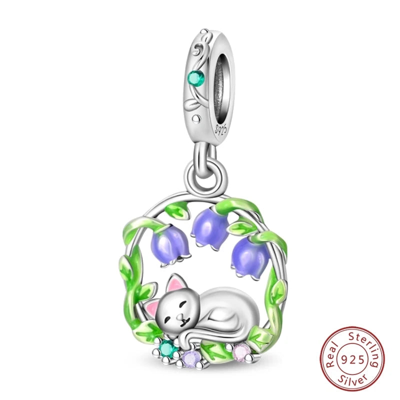 925 Sterling Silver Animal & Love Charms | Cat, Elephant, Bear, Swan & Easter Egg Beads Fit Original 3mm Bracelets DIY Jewelry