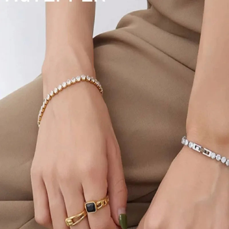 925 Sterling Silver Rose Gold Tennis Bracelet | Sparkling Cubic Zirconia Luxury Crystal Jewelry for Women