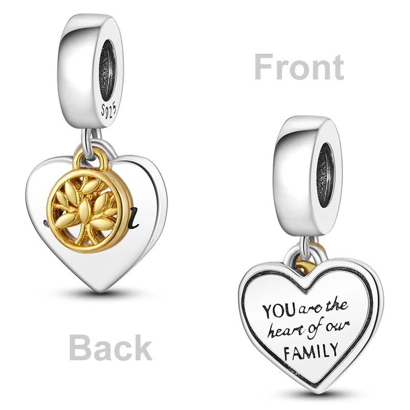 925 Sterling Silver Colorful Charms – Rose, Crown, Rainbow & Heart Dangle Beads Fit Pandora Bracelet & Necklace