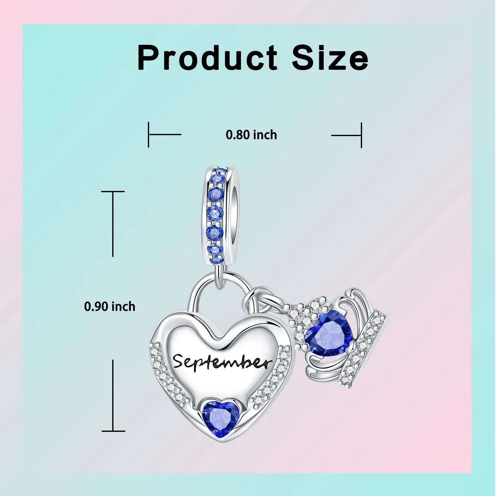 925 Sterling Silver Birthstone Love Pendant Charm | January–December Zircon Bead for Bracelet & Necklace DIY Jewelry Gift