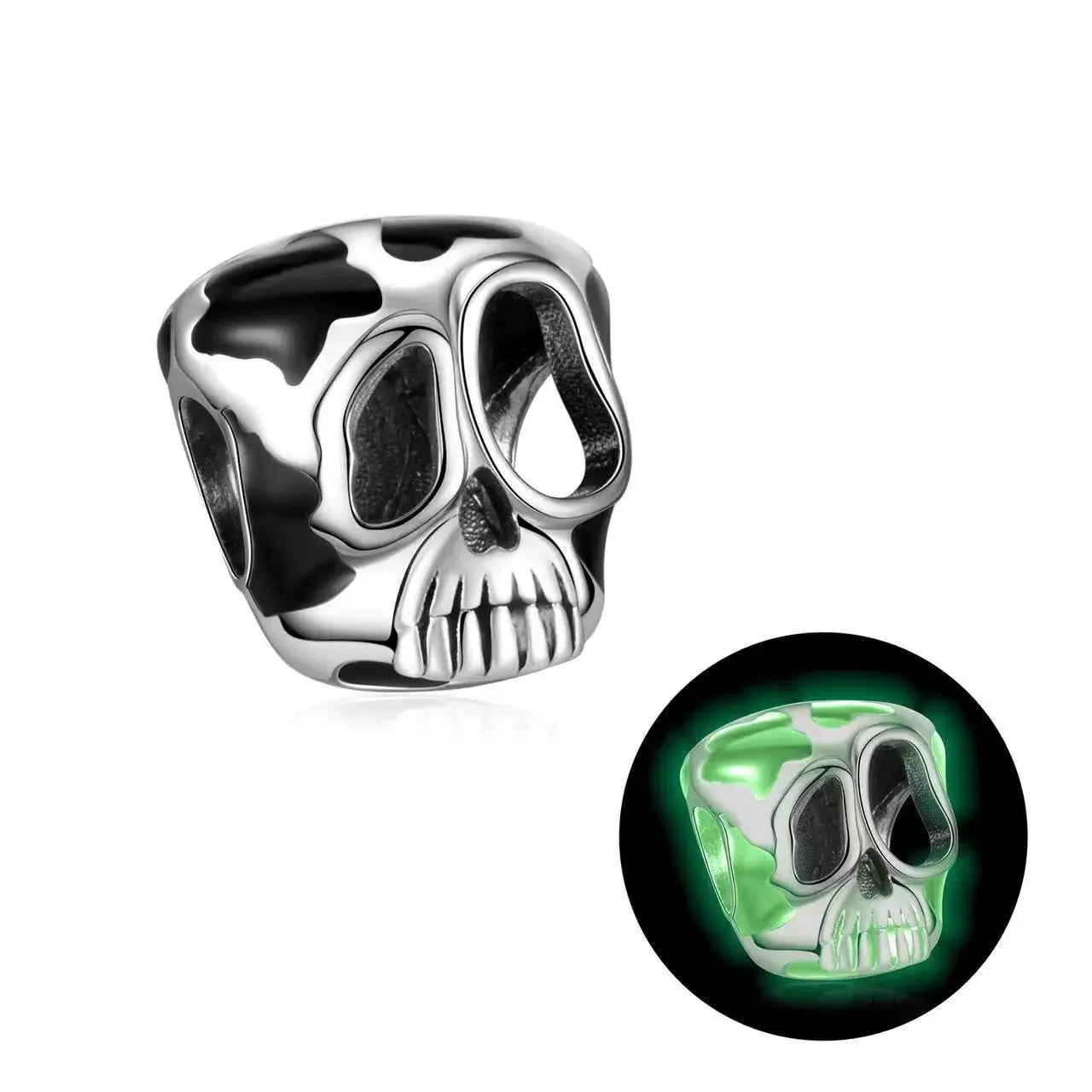925 Sterling Silver Halloween Luminous Skull & Pumpkin Charms | Fits Original Pandora Bracelet | Party DIY Jewelry Gift