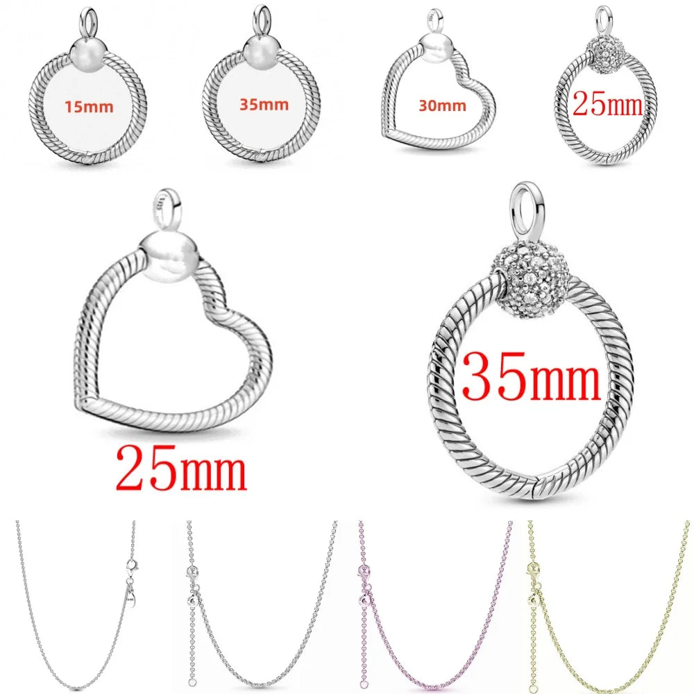 High Quality 925 Sterling Silver Heart, Bow & Square Necklace | Exquisite Women’s Holiday Charm Jewelry Gift