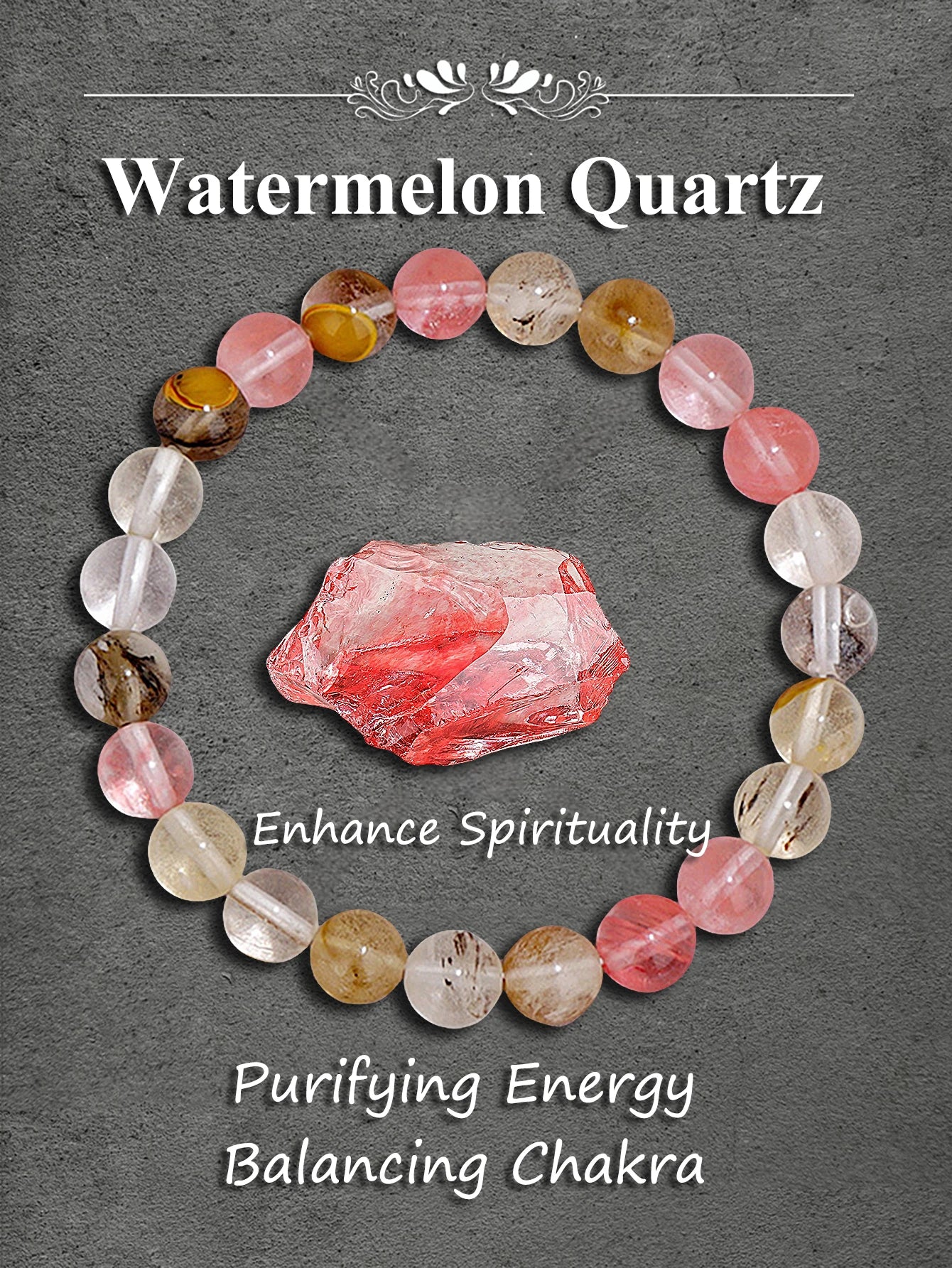 Original Pink Zebra Stone Bead Bracelet – Natural Reiki Healing Crystal Jewelry for Positive Energy & Balance Women Men