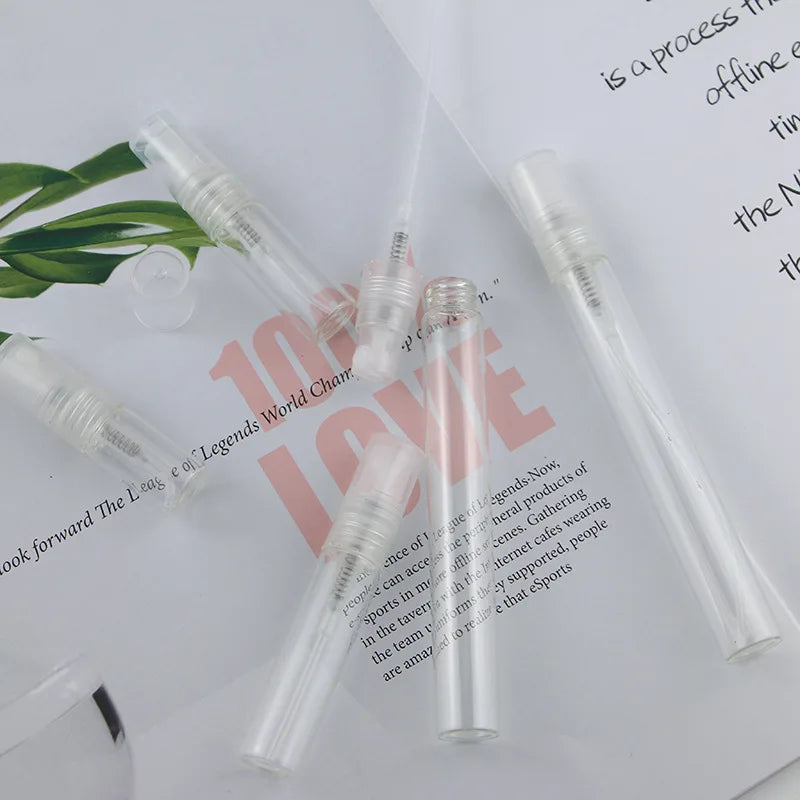 5/10PCS Mini Glass Perfume Bottles – 3ML / 5ML / 10ML Travel Toner & Cosmetic Dispenser | Tea-Colored Graduated Bottles