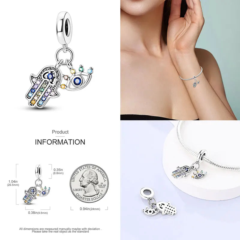 925 Sterling Silver Blue Zircon Evil Eye Charm | Original Devil Eye Series Bead Fits Pandora Bracelet – Women’s DIY Jewelry Gift