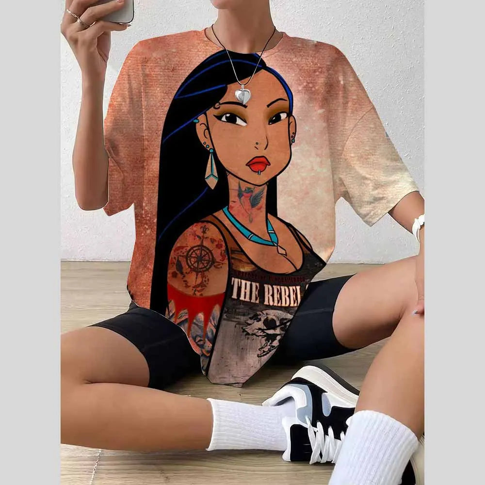 Y2K Disney Princess Graphic T-Shirt | Cute Harajuku Hip Hop 90s Style Women’s Streetwear Tee