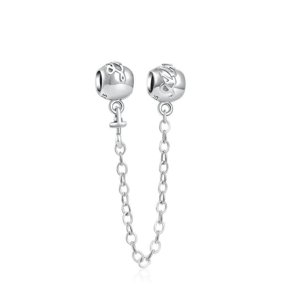 925 Sterling Silver Butterfly, Moon & Life Tree Safety Chain | Fits Original Bracelet DIY Jewelry Accessory