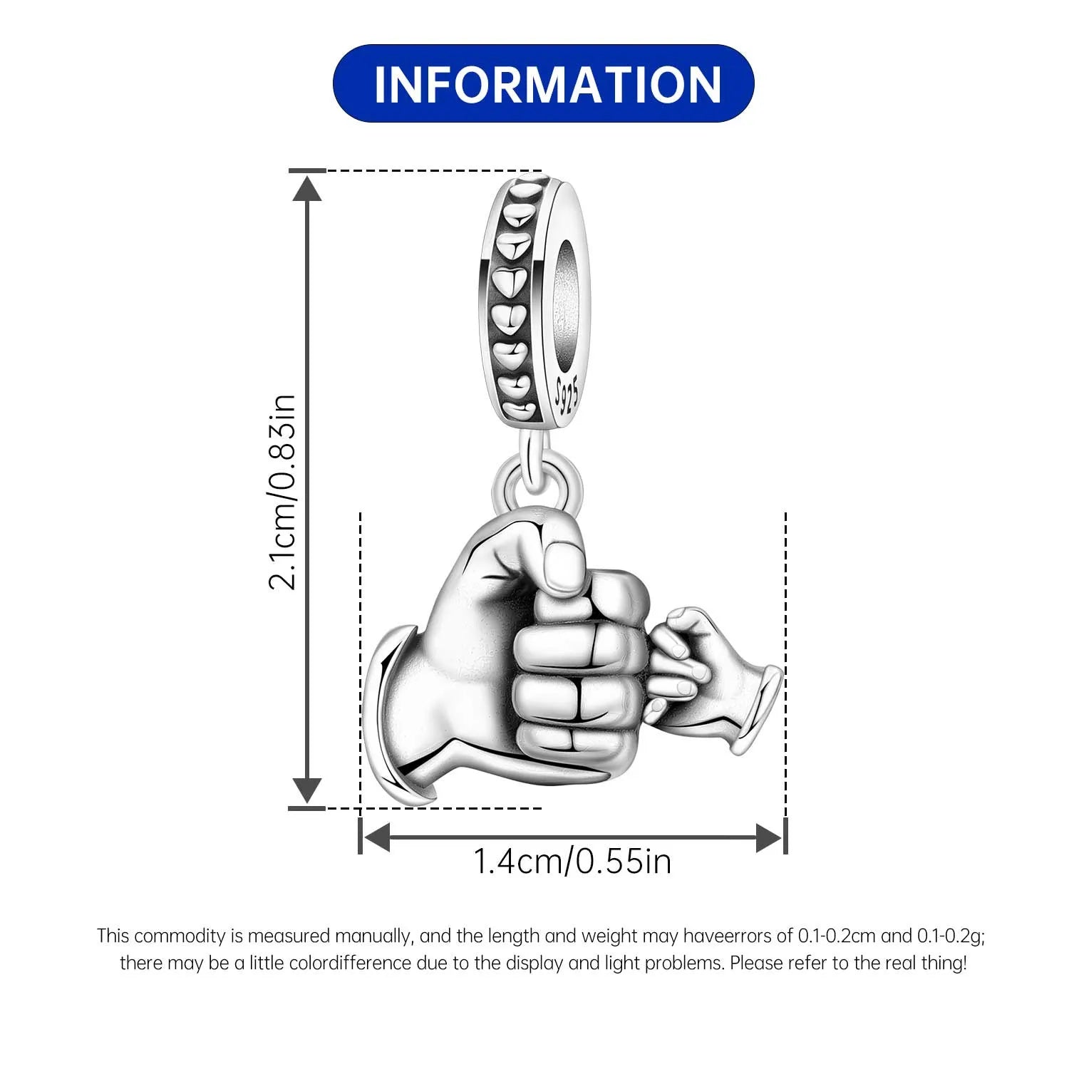 925 Sterling Silver Mother Daughter Love Embrace Pendant Charm | Heart Shaped Bracelet Bead DIY Fine Jewelry Gift