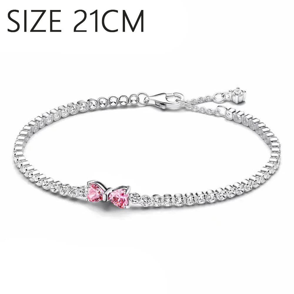 2024 New 925 Sterling Silver Bow Tie Jewelry Set | Zircon Ring, Earrings, Bracelet & Necklace for Women Gift