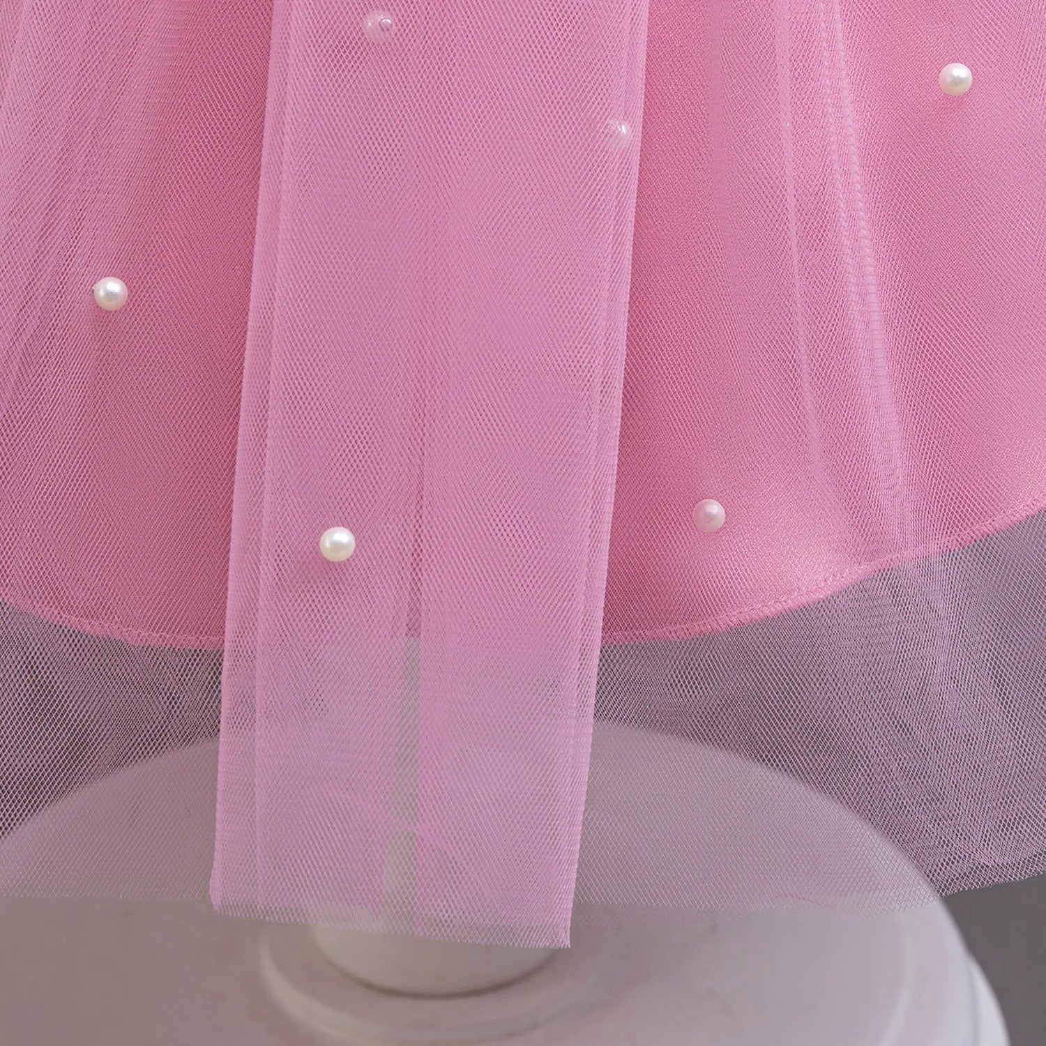 Hello Kitty Girls Pearls Dress – Elegant Princess Wedding Gown, Tulle Birthday Party Dress for Children 3-7Y