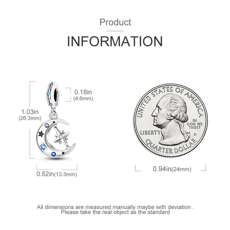 925 Sterling Silver Colorful Luminous Charms | Shell Turtle Star Beads