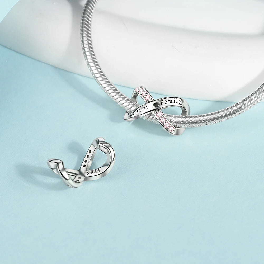 2025 New 925 Sterling Silver Family Love Heart Charm Beads | Sister, Daughter & Mother Pendant for Bracelets & DIY Jewelry