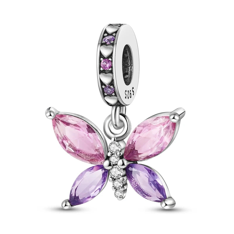 925 Sterling Silver Animal Charms – Dog, Cat, Firefly, Butterfly & Dragonfly Beads Fit Pandora Bracelet DIY Women’s Jewelry