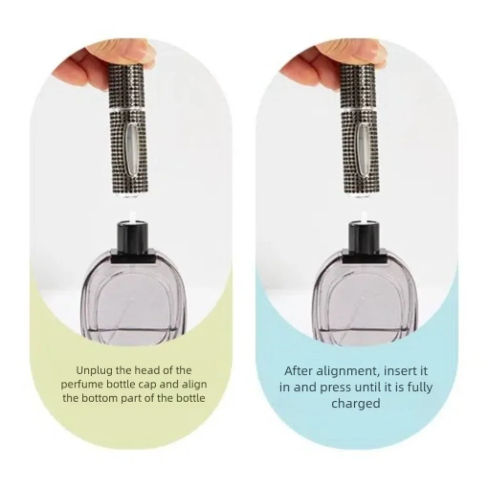 5ML Mini Perfume Bottle – Diamond-Encrusted Crystal Bling Glitter | Travel Empty Pump Container