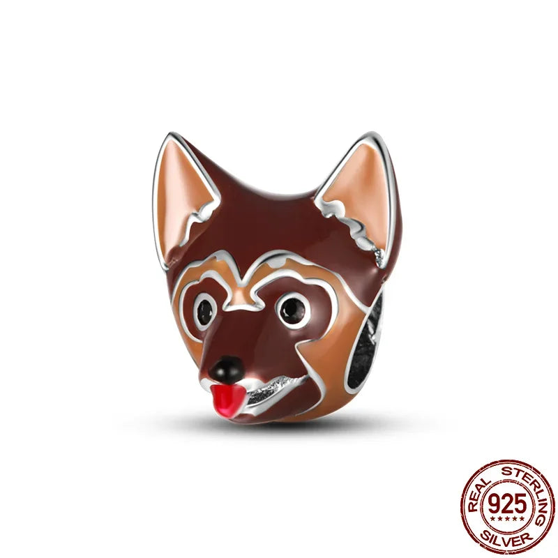 925 Sterling Silver Pink Cat & Dog Paw Charm Bead | Animal Claw Bone Beads for 925 Bracelet DIY Jewelry Gift