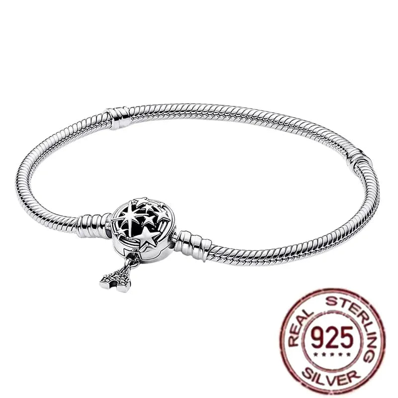 100% 925 Sterling Silver Heart Crown Snake Chain Bracelet | Women’s Fashion DIY Charm Bracelet – Original Fit