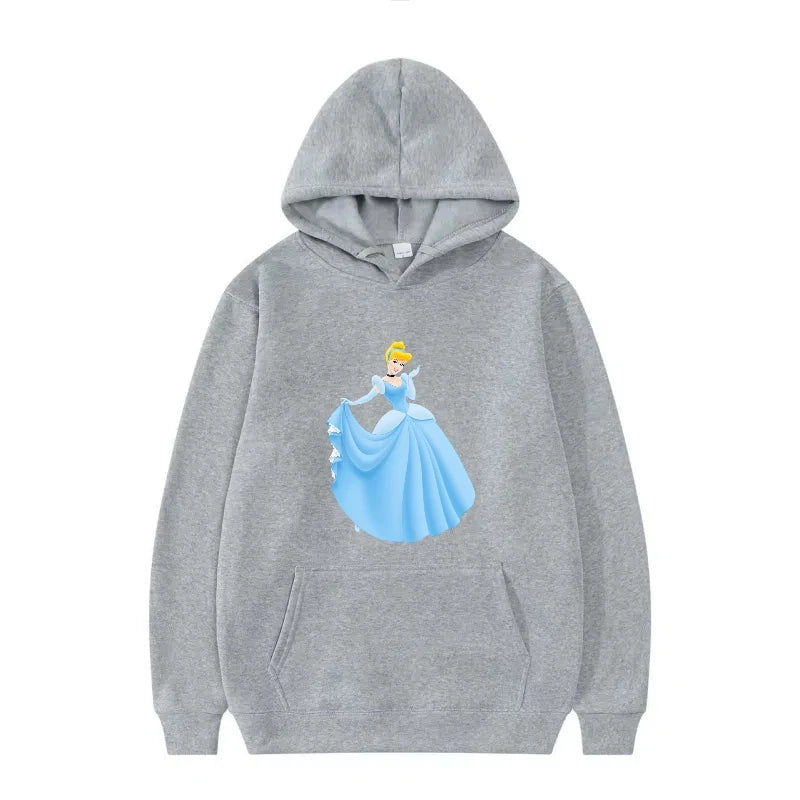 Disney Princess Graphic Hoodie | Y2K Sweet Style Long Sleeve Sweatshirt with Pockets for Women