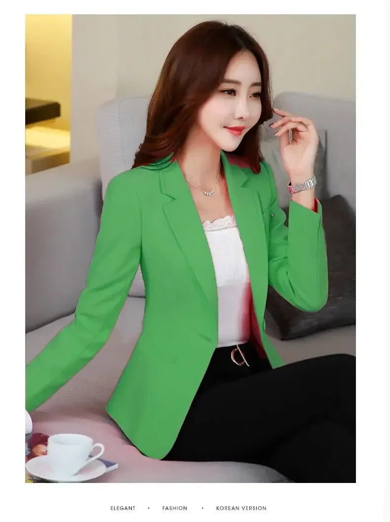 Women's Black Professional Suit Jacket | Spring/Autumn Office Blazer for Work & Interviews