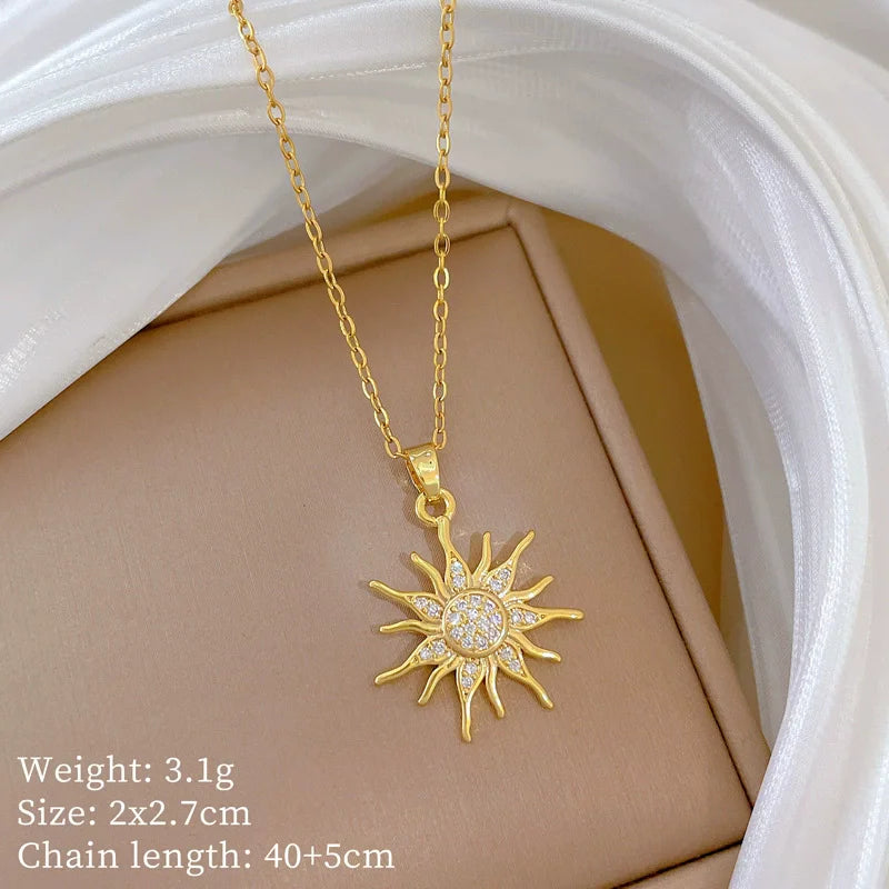 Sun Necklace for Women – Gold Plated Opal Sun Pendant Rapunzel Choker Wedding Party Jewelry Gift