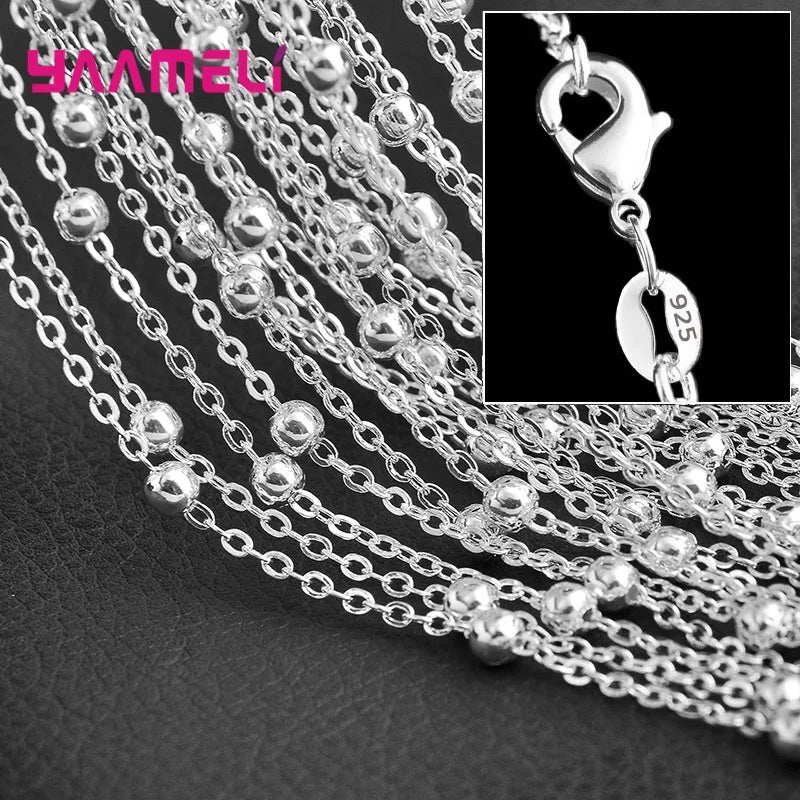 5PCS Authentic 925 Sterling Silver Chain Necklaces | Solid Silver Chains with Lobster Clasps for Men & Women 16–30 Inch